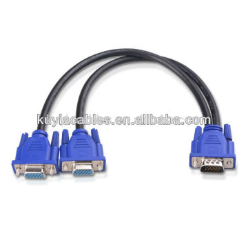 factory price 15pin 3+6 VGA to VGA Cable 1 male to 2 female